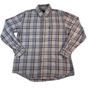 Texas Standard TEXAS CHECK SHACKLEFORD Flannel Brown Blue Plaid Shirt Men’s XL